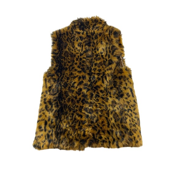 J. Crew Faux Fur Leopard‎ Print Vest Women's XXS Zip Front Warm Cozy - Picture 2 of 6